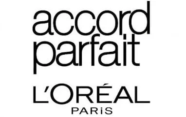 Logotipo Accord parfait L'Oreal Paris con letras negras sobre fondo blanco